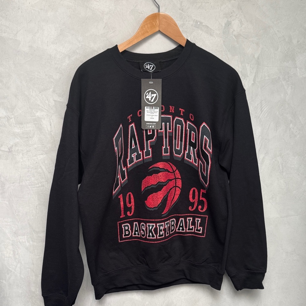 47 Beand NBA Black and Red Toronto Raptors Crewneck Sweater